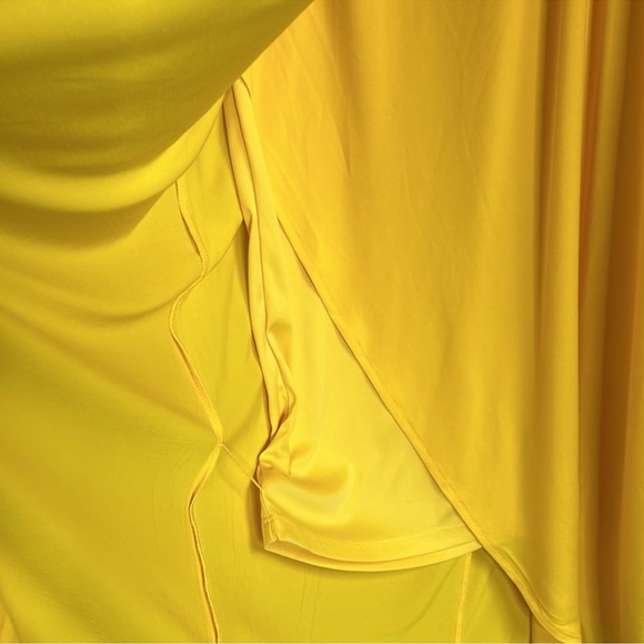 Eloquii Yellow Asymmetrical Ruched Midi Dress - Picture 7 of 8